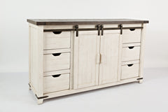 Madison County Vintage White 60 Barn Door Server - Ornate Home