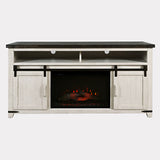 Madison County Vintage White 64 Fireplace w/ Logset - Ornate Home