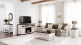 Madison County Vintage White 64 Fireplace w/ Logset - Ornate Home