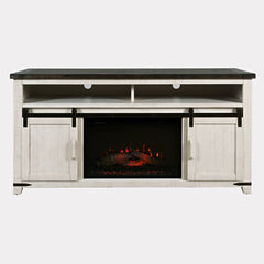 Madison County Vintage White 64 Fireplace with Logset - Ornate Home