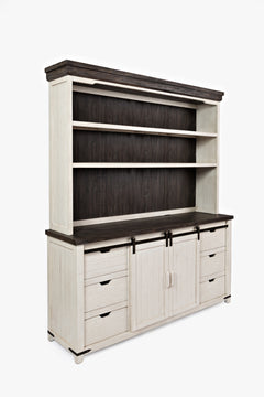 Madison County Vintage White 70 Barndoor Hutch Server - Ornate Home