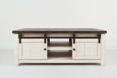 Madison County Vintage White Barn Door Cocktail Table - Ornate Home