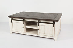 Madison County Vintage White Barn Door Cocktail Table - Ornate Home
