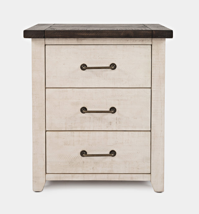Madison County Vintage White/Barnwood Power Nightstand - Ornate Home