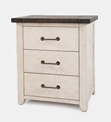 Madison County Vintage White/Barnwood Power Nightstand - Ornate Home