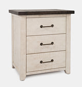 Madison County Vintage White/Barnwood Power Nightstand - Ornate Home