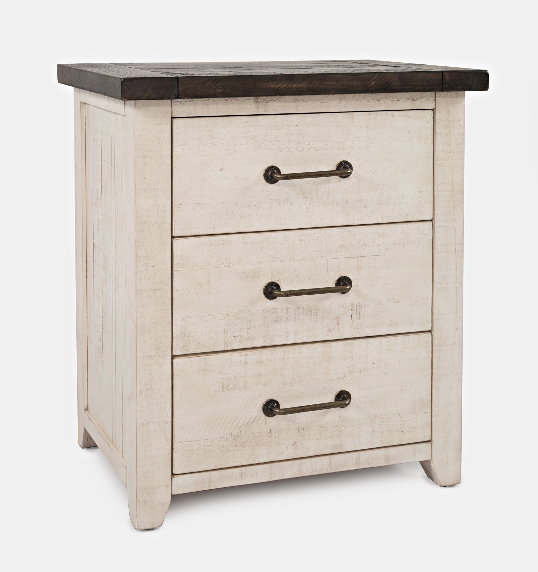Madison County Vintage White/Barnwood Power Nightstand - Ornate Home