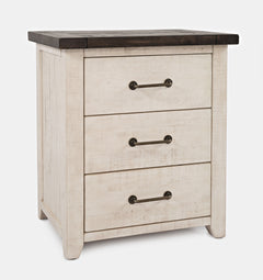 Madison County Vintage White/Barnwood Power Nightstand - Ornate Home