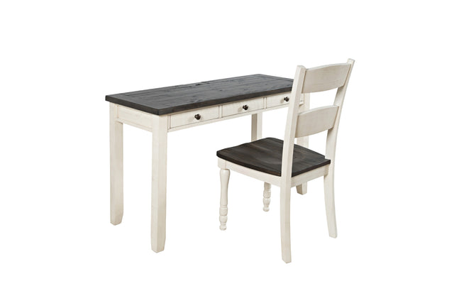 Madison County Vintage White/Brown Power Desk and Chair - Ornate Home