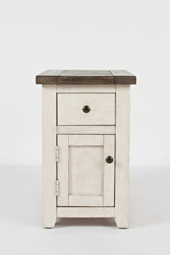 Madison County Vintage White Chairside Table - Ornate Home