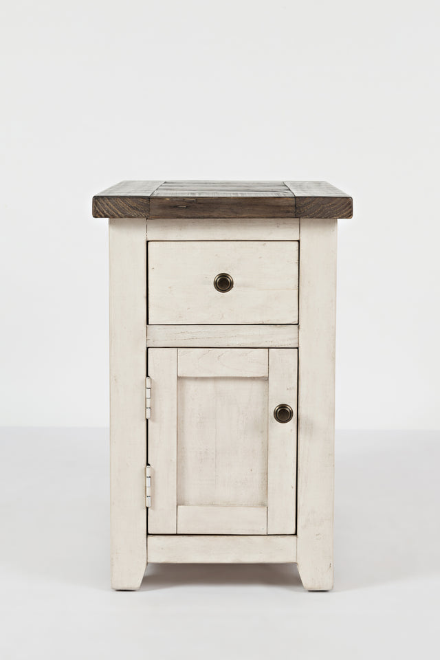 Madison County Vintage White Chairside Table - Ornate Home