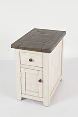Madison County Vintage White Chairside Table - Ornate Home