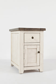 Madison County Vintage White Chairside Table - Ornate Home