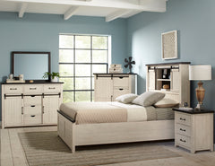 Madison County Vintage White 3-Piece Queen Barn Door Bedroom Set - Ornate Home