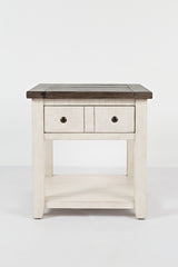 Madison County Vintage White End Table - Ornate Home