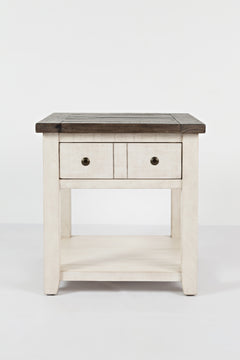 Madison County Vintage White End Table - Ornate Home