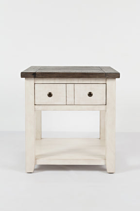 Madison County Vintage White End Table - Ornate Home
