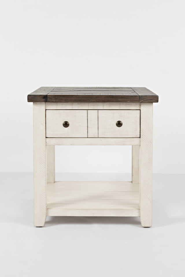 Madison County Vintage White End Table - Ornate Home