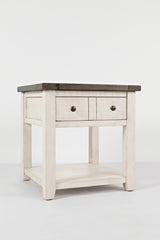 Madison County Vintage White End Table - Ornate Home