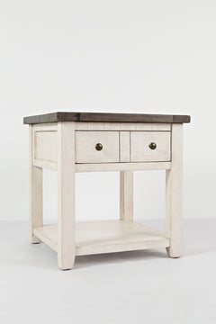 Madison County Vintage White End Table - Ornate Home