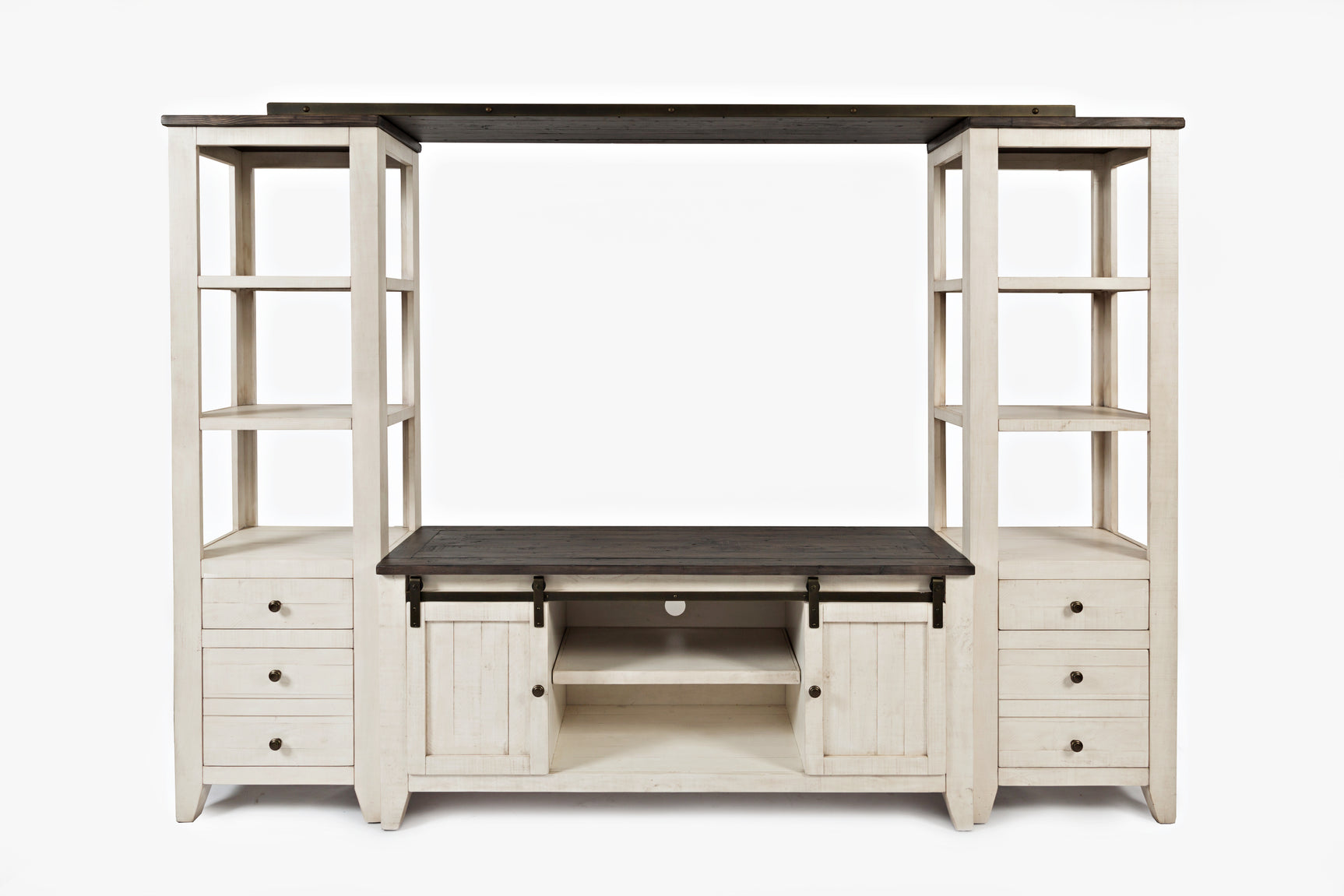Madison County Vintage White Entertainment Wall - Ornate Home