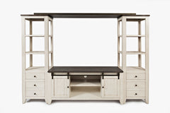 Madison County Vintage White Entertainment Wall - Ornate Home