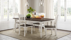 Madison County Vintage White Ext Dining Dining Table w/ 4 Chairs - Ornate Home