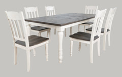 Madison County Vintage White Ext Dining Dining Table w/ 6 - Ornate Home