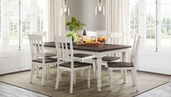 Madison County Vintage White Ext Dining Dining Table w/ 6 - Ornate Home