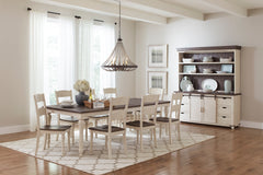 Madison County Vintage White Ext Dining Table w/ 6 Chairs - Ornate Home