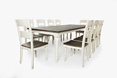 Madison County Vintage White Ext Dining Table w/ 8 Chairs - Ornate Home