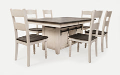 Madison County Vintage White High/Low Dining Table w/ 4 Chairs - Ornate Home
