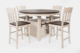 Madison County Vintage White Round Dining Dining Table w/ 4 Stools - Ornate Home