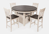 Madison County Vintage White Round Dining Dining Table w/ 4 Stools - Ornate Home