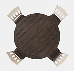 Madison County Vintage White Round Dining Dining Table w/ 4 Stools - Ornate Home
