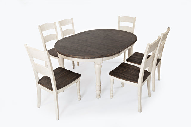 Madison County Vintage White Round to Oval Dining Table w/ 4 Chairs - Ornate Home