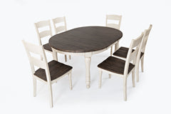 Madison County Vintage White Round to Oval Dining Table w/ 6 Chairs - Ornate Home