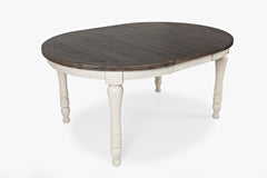 Madison County Vintage White Round to Oval Dining Table w/ 6 Chairs - Ornate Home