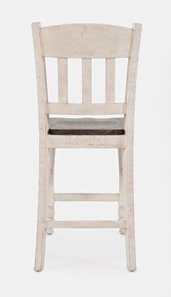 Madison County Vintage White Slatback Stool (Set of 2) - Ornate Home
