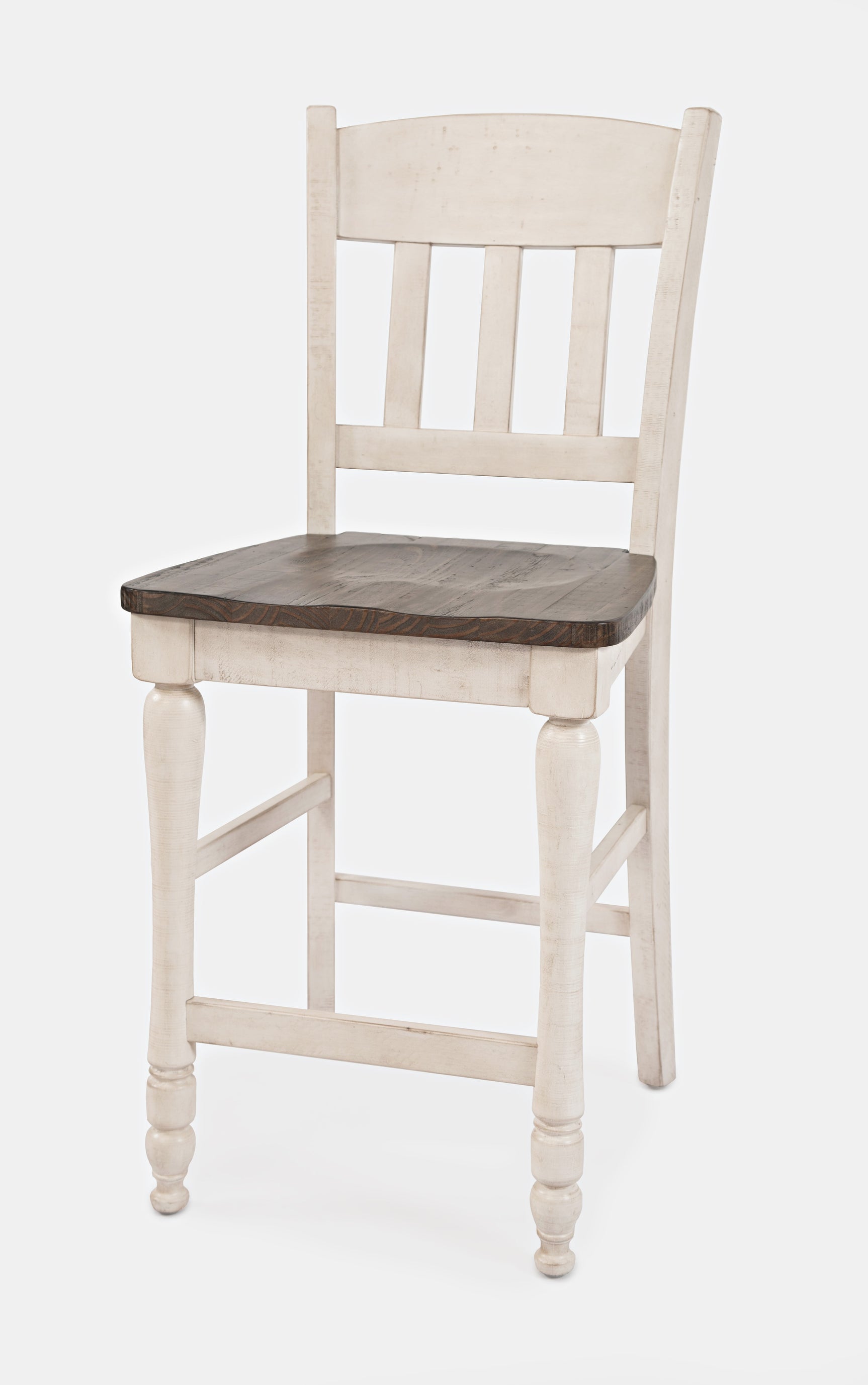 Madison County Vintage White Slatback Stool (Set of 2) - Ornate Home