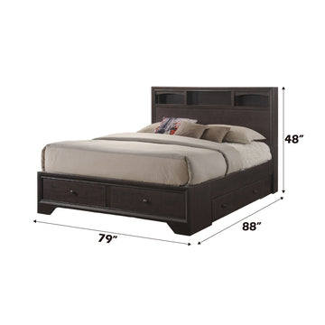 Madison II Espresso Platform Eastern King Bed w/ Storage - Ornate Home