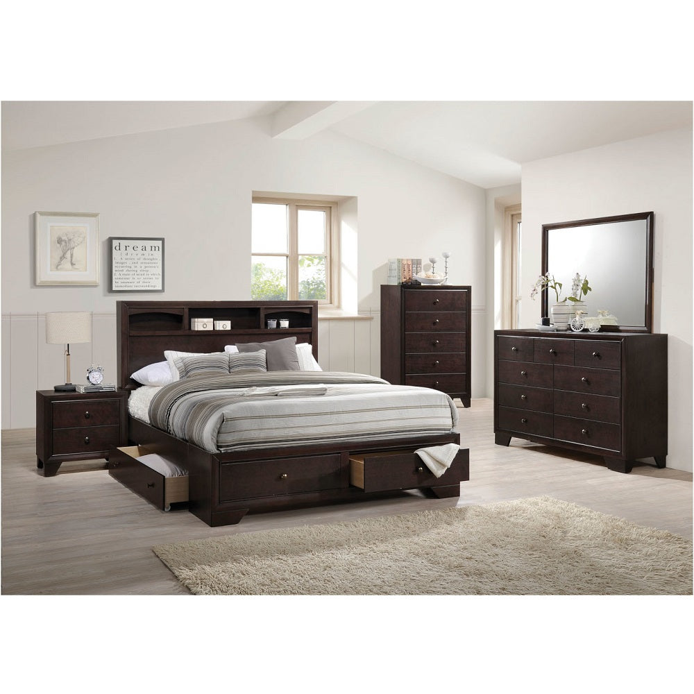 Madison II Espresso Platform Eastern King Bed w/ Storage - Ornate Home