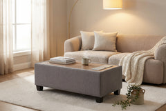 Madison Light Gray 42"W Storage Ottoman Console Table - Ornate Home