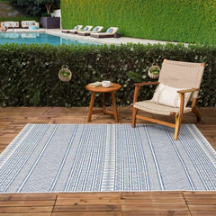 Madras Light Blue Green All Over Performance Outdoor Area Rug - Ornate Home