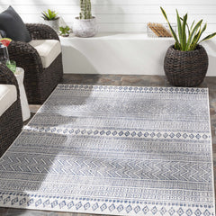 Madras Light Blue Green All Over Performance Outdoor Area Rug - Ornate Home