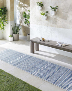 Madras Light Blue Green All Over Performance Outdoor Area Rug - Ornate Home