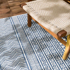 Madras Light Blue Green All Over Performance Outdoor Area Rug - Ornate Home