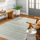Madras Natural Gray Green All Over Performance Outdoor Area Rug - Ornate Home
