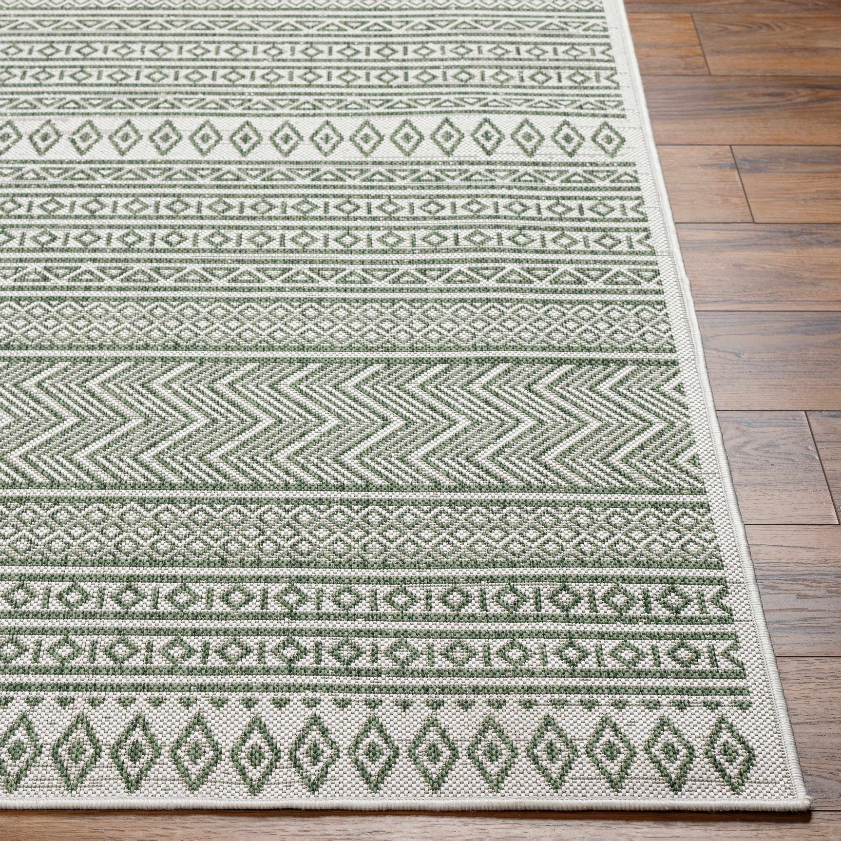 Madras Natural Gray Green All Over Performance Outdoor Area Rug - Ornate Home
