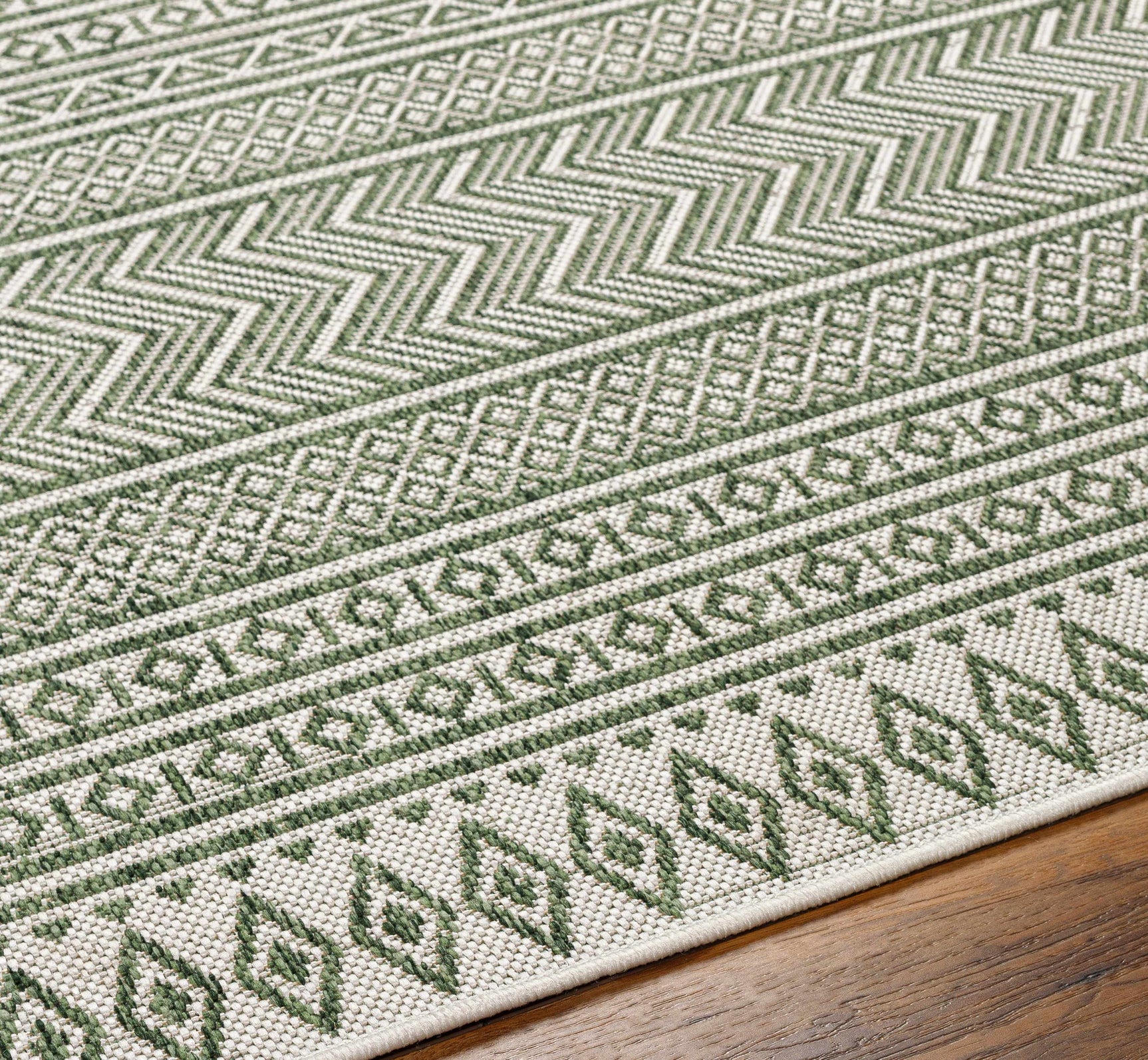 Madras Natural Gray Green All Over Performance Outdoor Area Rug - Ornate Home